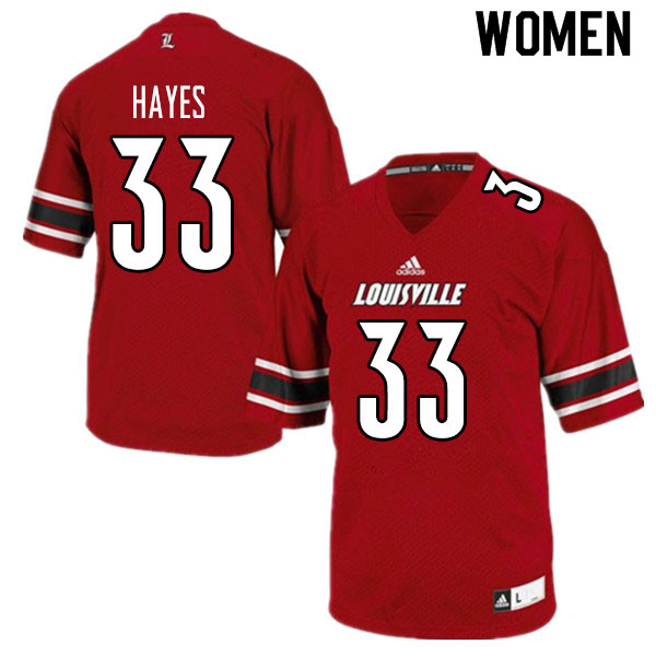 Women #33 Isaiah Hayes Louisville Cardinals College Football Jerseys Sale-Red - Click Image to Close